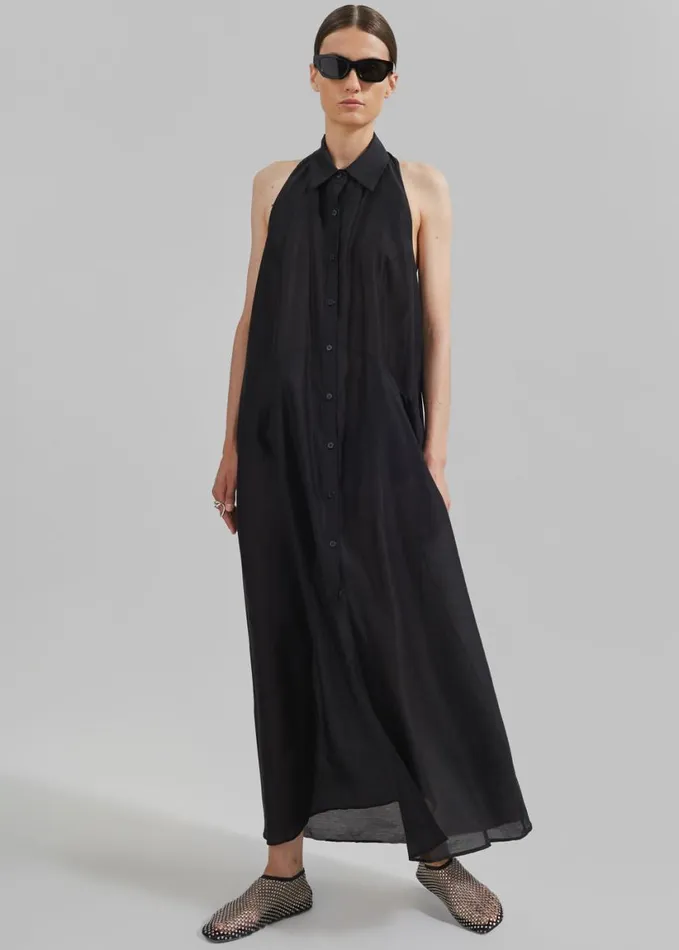 Clothing Women The Frankie Shop Temi Sheer Halter Dress 8211 Black