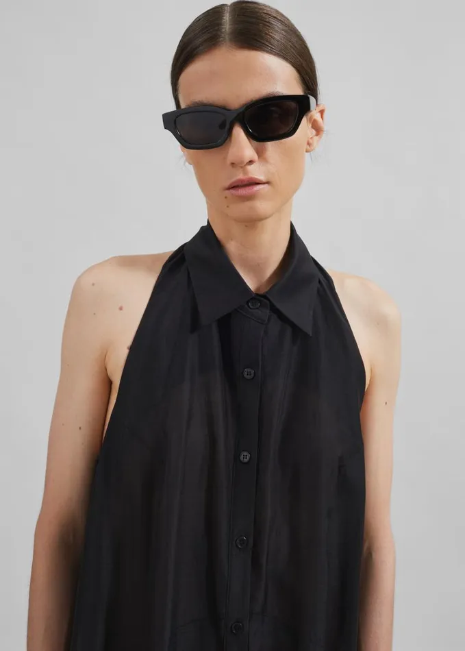 Clothing Women The Frankie Shop Temi Sheer Halter Dress 8211 Black