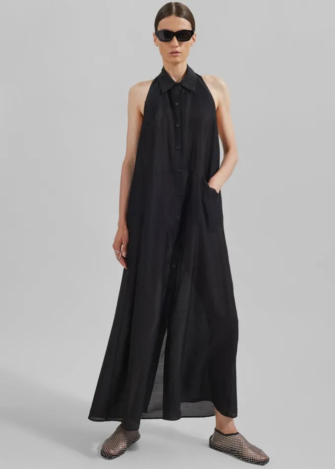 Clothing Women The Frankie Shop Temi Sheer Halter Dress 8211 Black