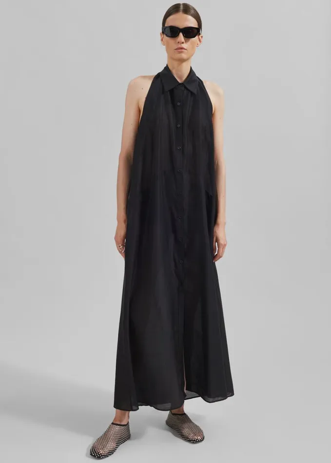 Clothing Women The Frankie Shop Temi Sheer Halter Dress 8211 Black