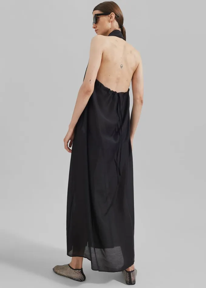 Clothing Women The Frankie Shop Temi Sheer Halter Dress 8211 Black