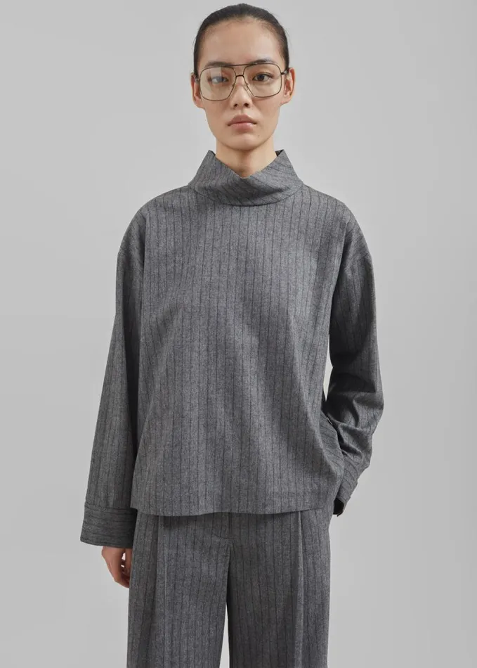 Clothing Women The Frankie Shop The Garment Tilda Top 8211 GreyBlack Stripe