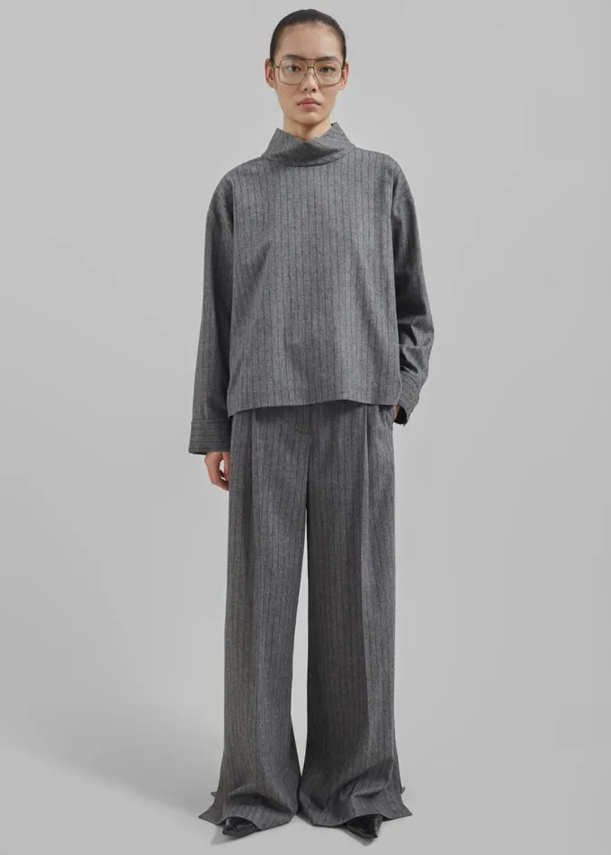 Clothing Women The Frankie Shop The Garment Tilda Top 8211 GreyBlack Stripe