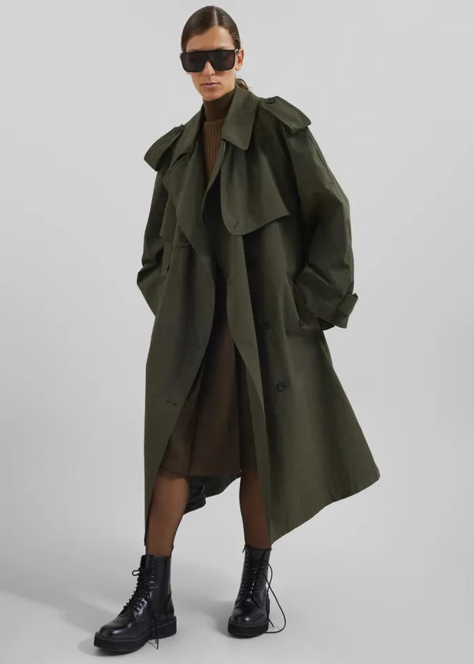 Clothing Women The Frankie Shop Tromso Convertible Trench 8211 Khaki