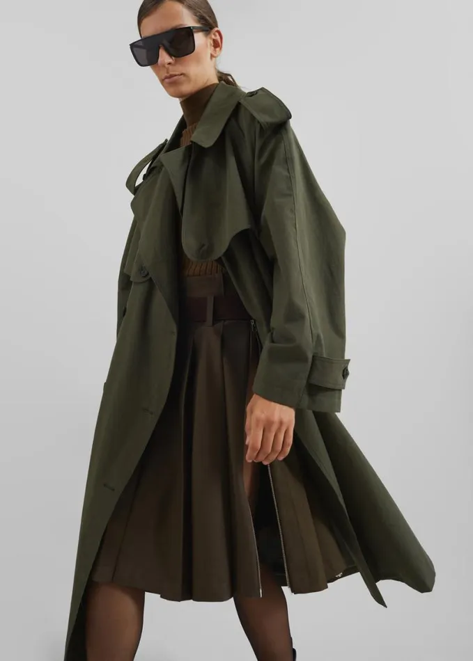 Clothing Women The Frankie Shop Tromso Convertible Trench 8211 Khaki
