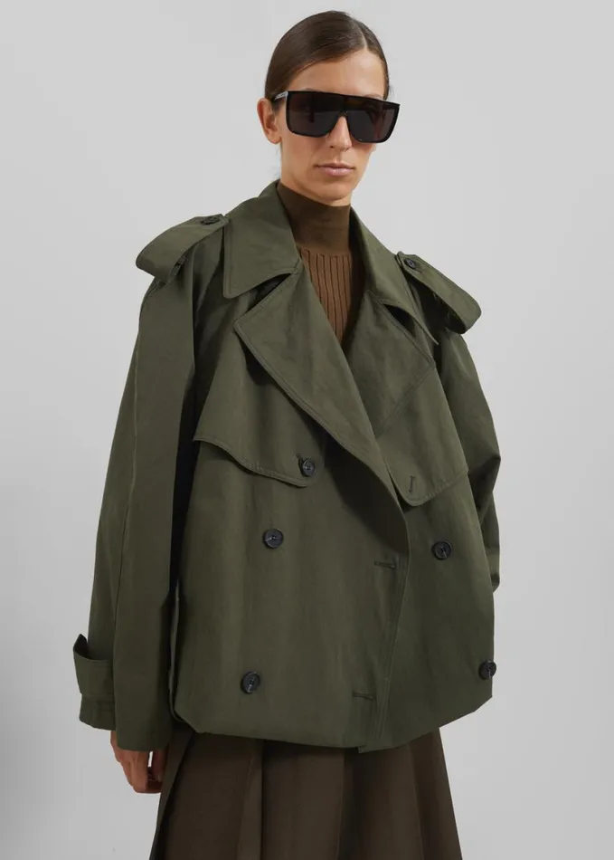 Clothing Women The Frankie Shop Tromso Convertible Trench 8211 Khaki