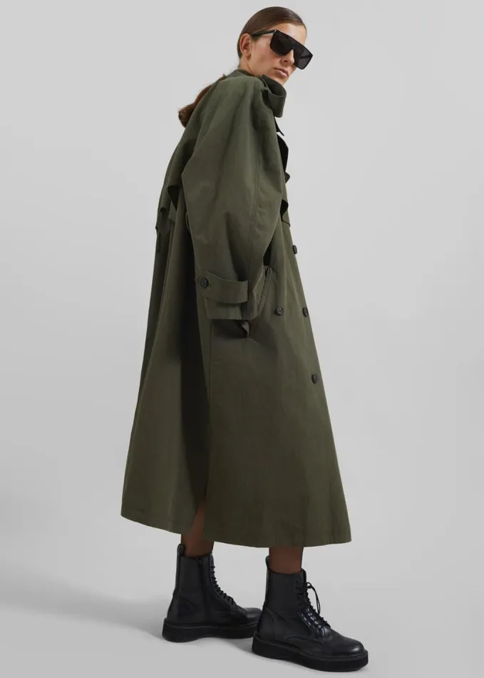 Clothing Women The Frankie Shop Tromso Convertible Trench 8211 Khaki