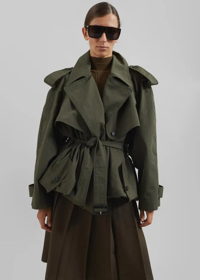 Clothing Women The Frankie Shop Tromso Convertible Trench 8211 Khaki