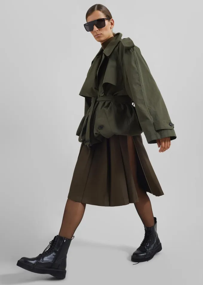 Clothing Women The Frankie Shop Tromso Convertible Trench 8211 Khaki