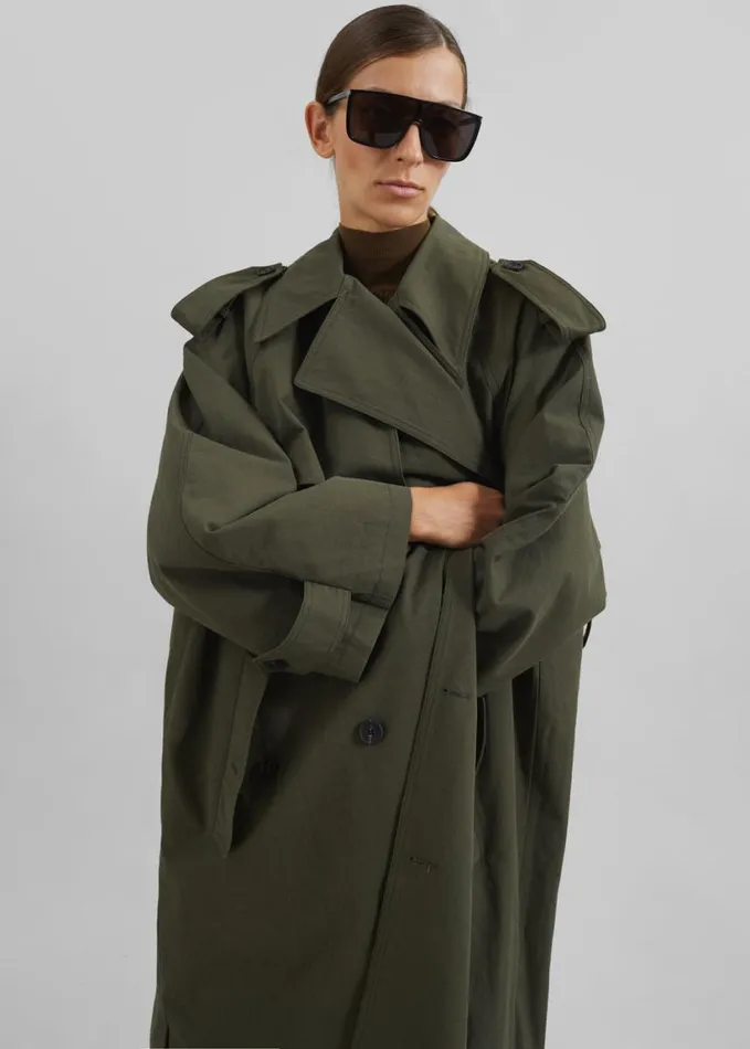 Clothing Women The Frankie Shop Tromso Convertible Trench 8211 Khaki