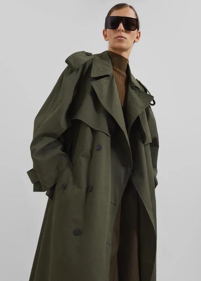 Clothing Women The Frankie Shop Tromso Convertible Trench 8211 Khaki