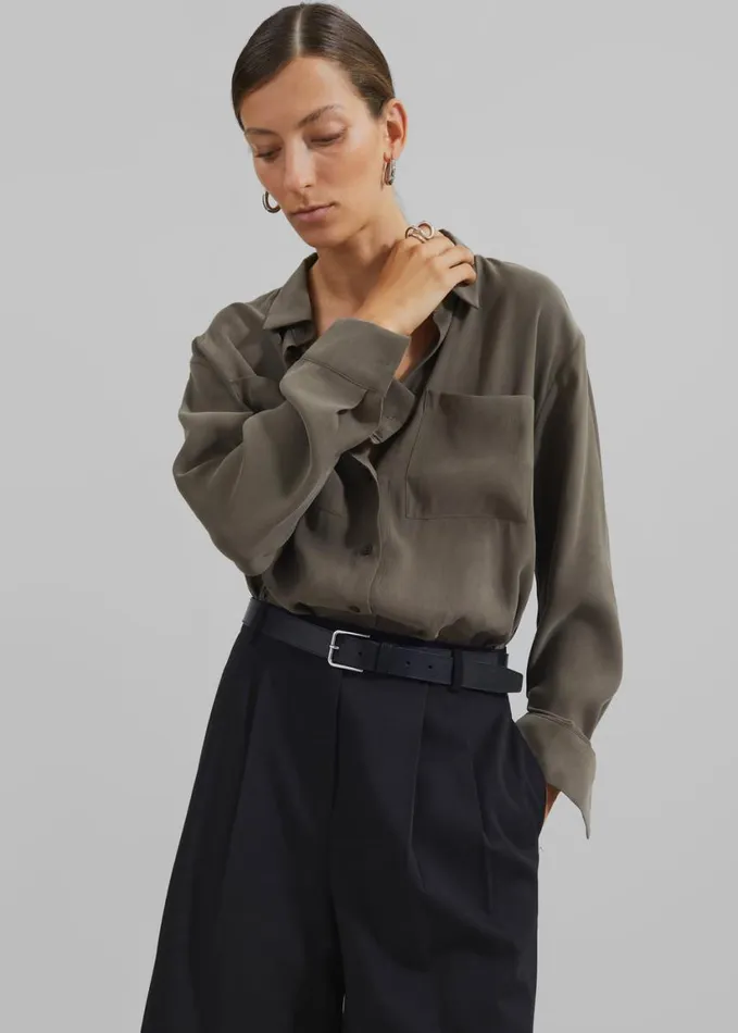 Clothing Women The Frankie Shop Valmiera Blouse 8211 Khaki