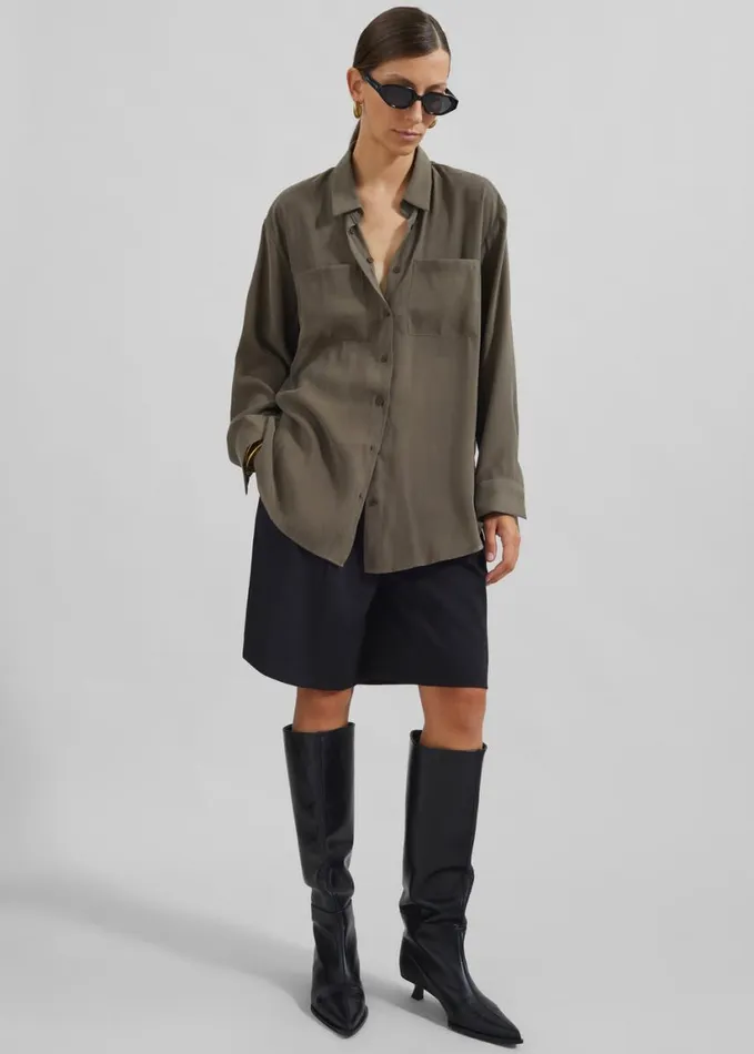 Clothing Women The Frankie Shop Valmiera Blouse 8211 Khaki
