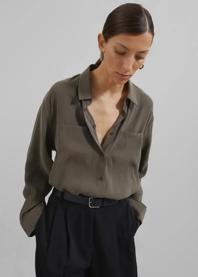 Clothing Women The Frankie Shop Valmiera Blouse 8211 Khaki