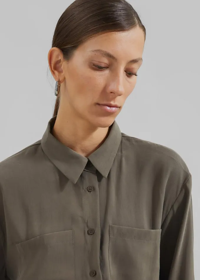 Clothing Women The Frankie Shop Valmiera Blouse 8211 Khaki
