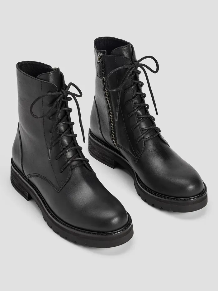 Coin Leather Bootie Black Women Eileen Fisher Shoes