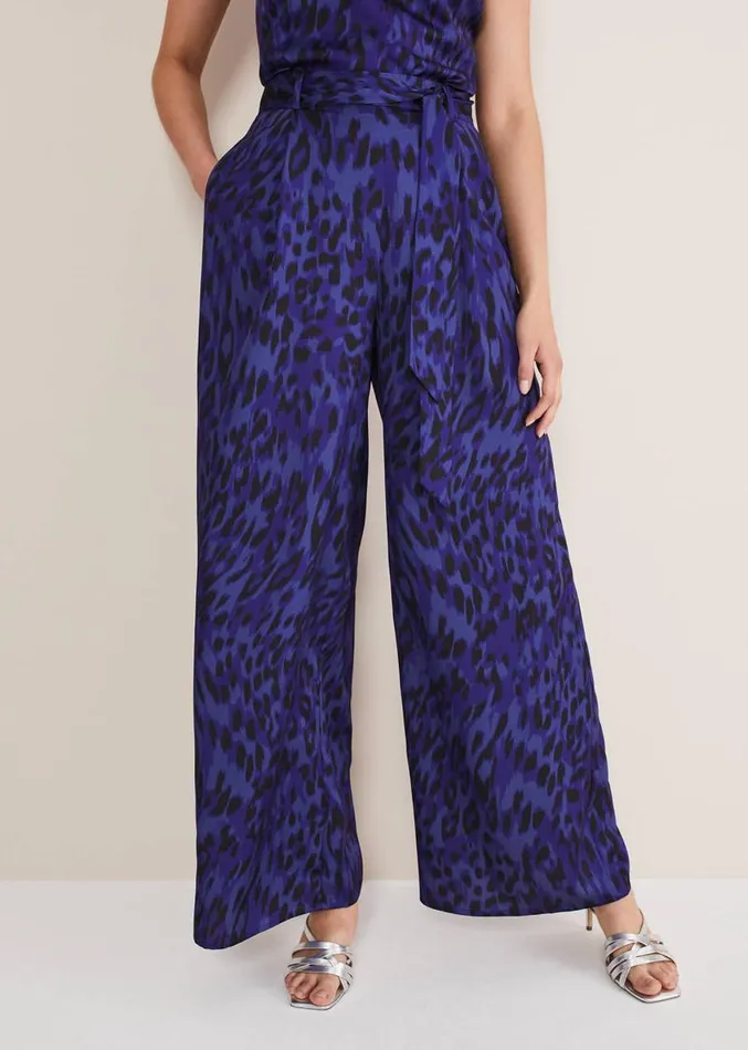 Coletta Leopard Print Trousers Ultra Violet Women Phase Eight Trousers