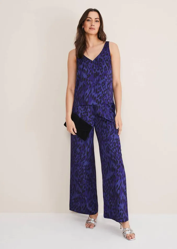 Coletta Leopard Print Trousers Ultra Violet Women Phase Eight Trousers