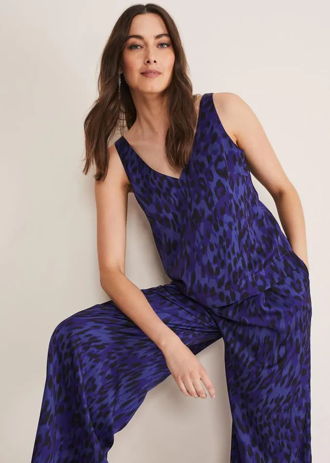 Coletta Leopard Print Trousers Ultra Violet Women Phase Eight Trousers