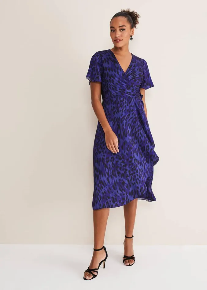 Colletta Print Wrap Dress Ultra Violet Women Phase Eight Dresses