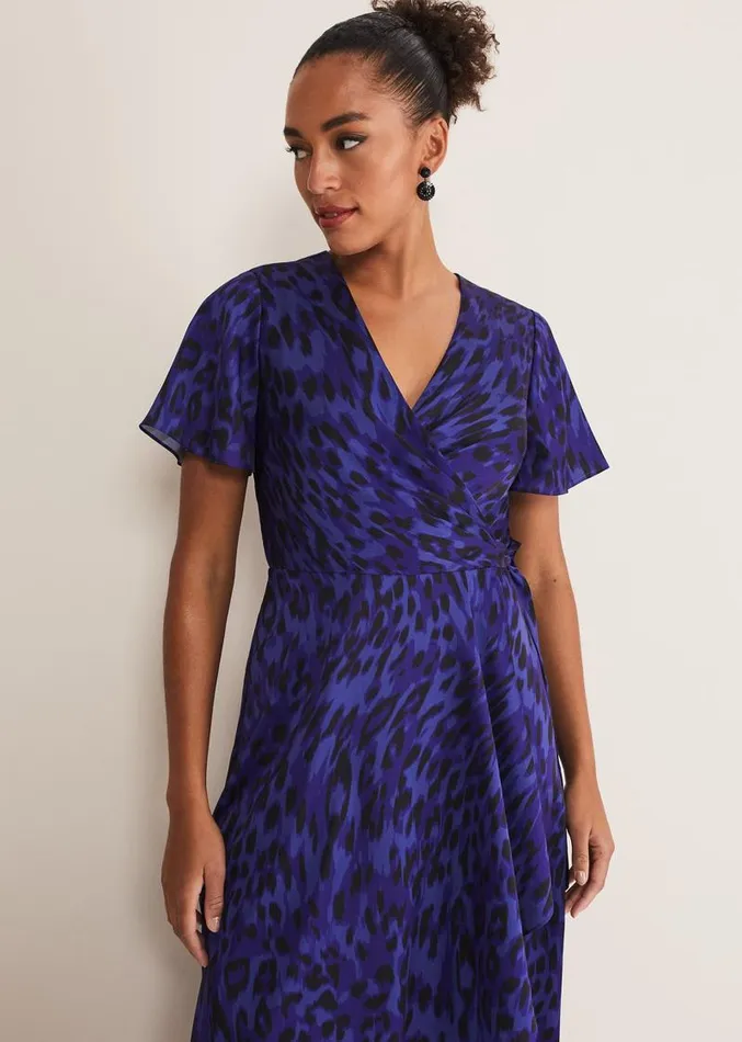 Colletta Print Wrap Dress Ultra Violet Women Phase Eight Dresses