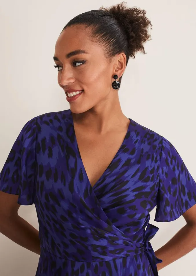 Colletta Print Wrap Dress Ultra Violet Women Phase Eight Dresses