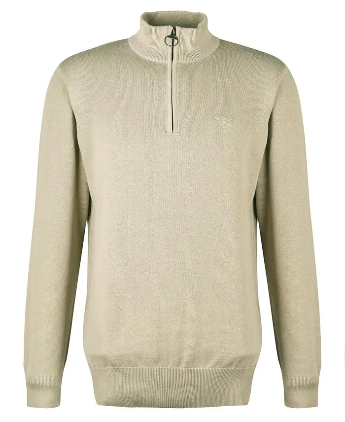 Cotton Half Zip Jumper Olive Marl Men Barbour Jumpers