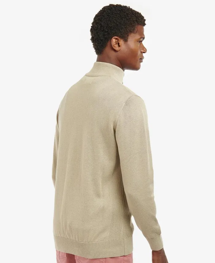 Cotton Half Zip Jumper Olive Marl Men Barbour Jumpers