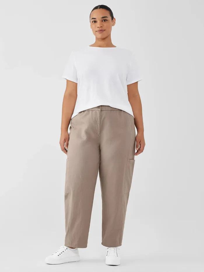 Cotton Hemp Stretch Lantern Pant Briar Women Eileen Fisher Pants Shorts and Jumpsuits
