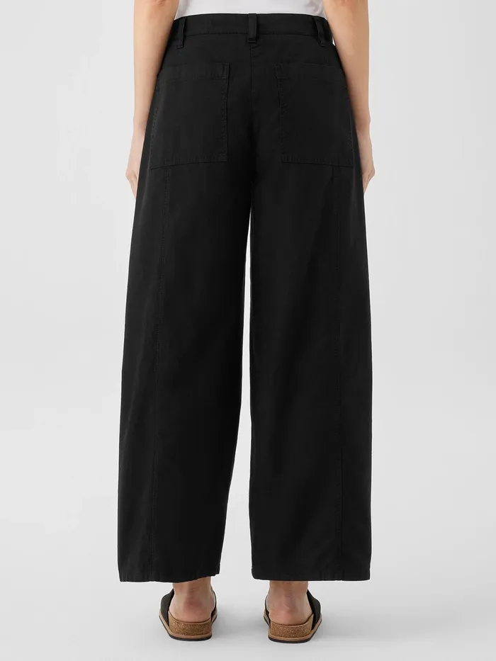 Cotton Hemp Stretch WideLeg Pant Black Women Eileen Fisher Pants Shorts and Jumpsuits