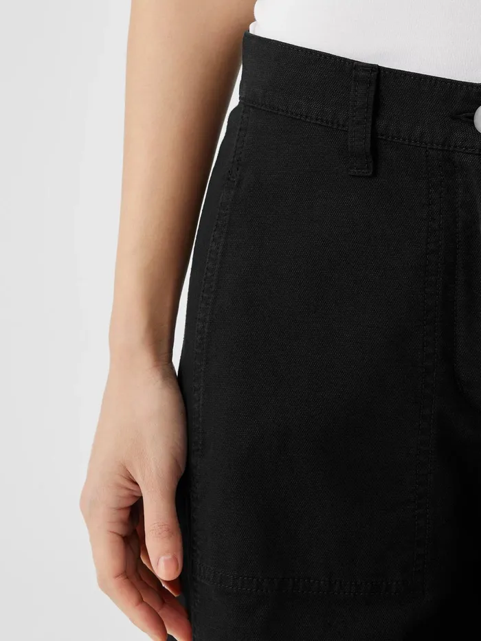 Cotton Hemp Stretch WideLeg Pant Black Women Eileen Fisher Pants Shorts and Jumpsuits