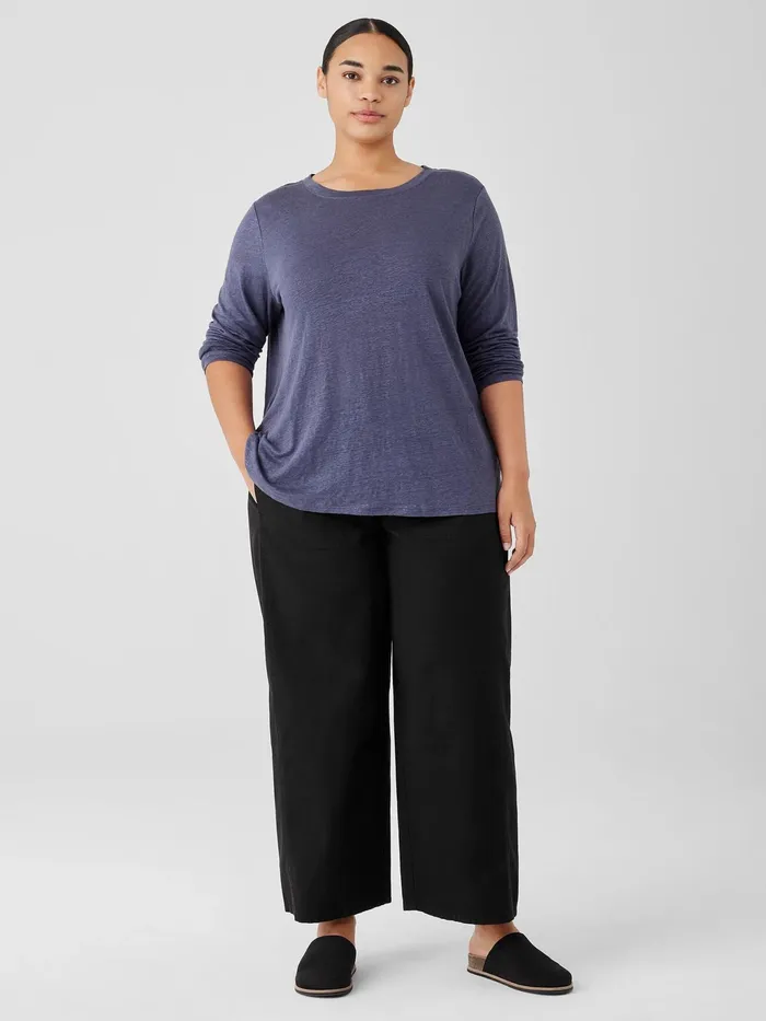 Cotton Hemp Stretch WideLeg Pant Black Women Eileen Fisher Pants Shorts and Jumpsuits