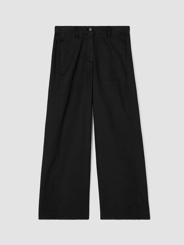 Cotton Hemp Stretch WideLeg Pant Black Women Eileen Fisher Pants Shorts and Jumpsuits