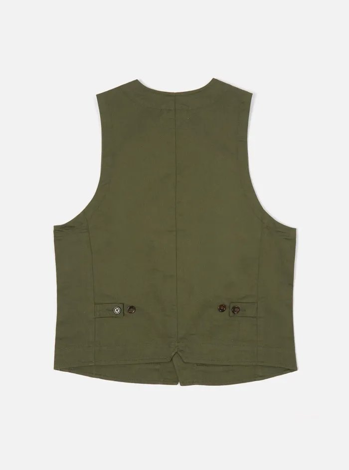 Cotton Twill Men Universal Works Universal Works Field Waistcoat In Light Olive Twill