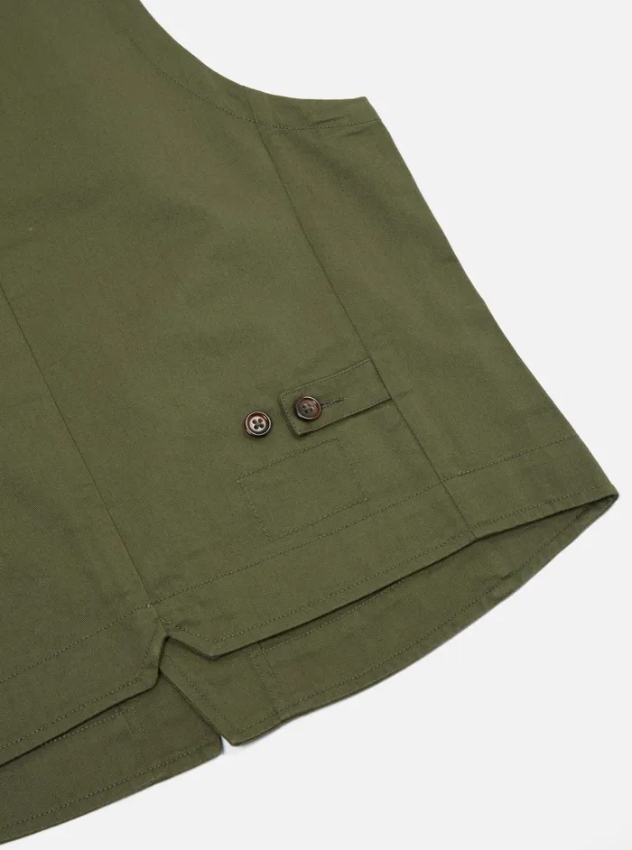 Cotton Twill Men Universal Works Universal Works Field Waistcoat In Light Olive Twill