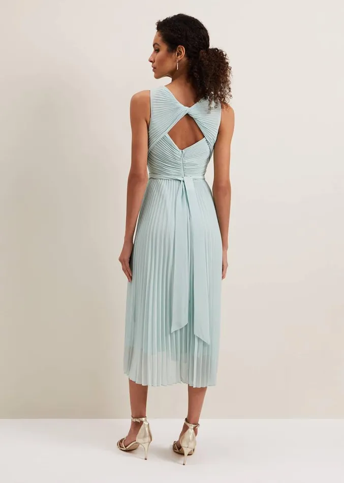 Cressida Pleat Midi Dress Pale Blue Women Phase Eight Dresses