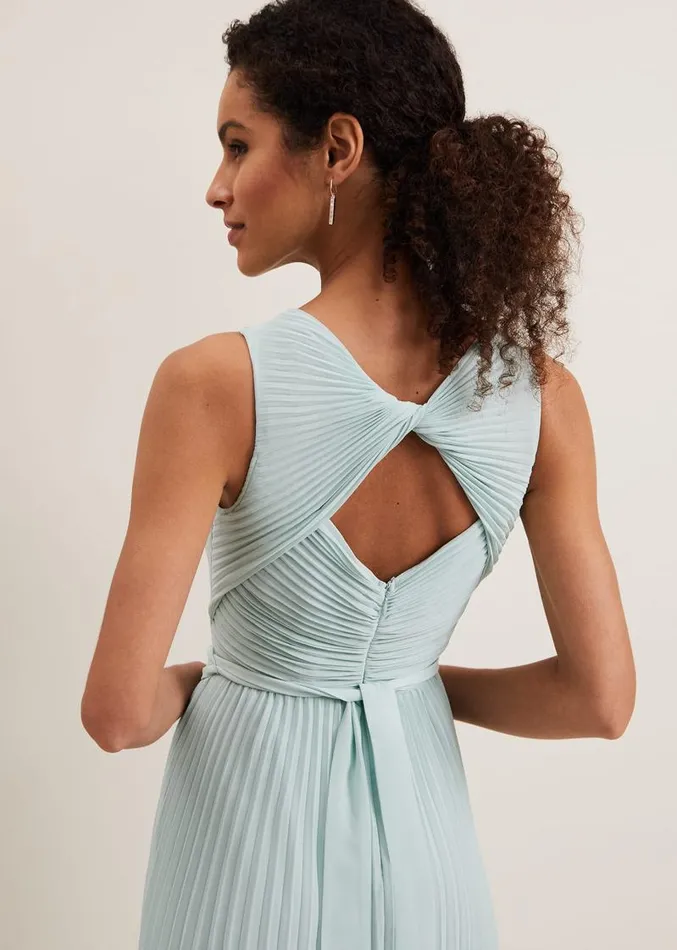 Cressida Pleat Midi Dress Pale Blue Women Phase Eight Dresses