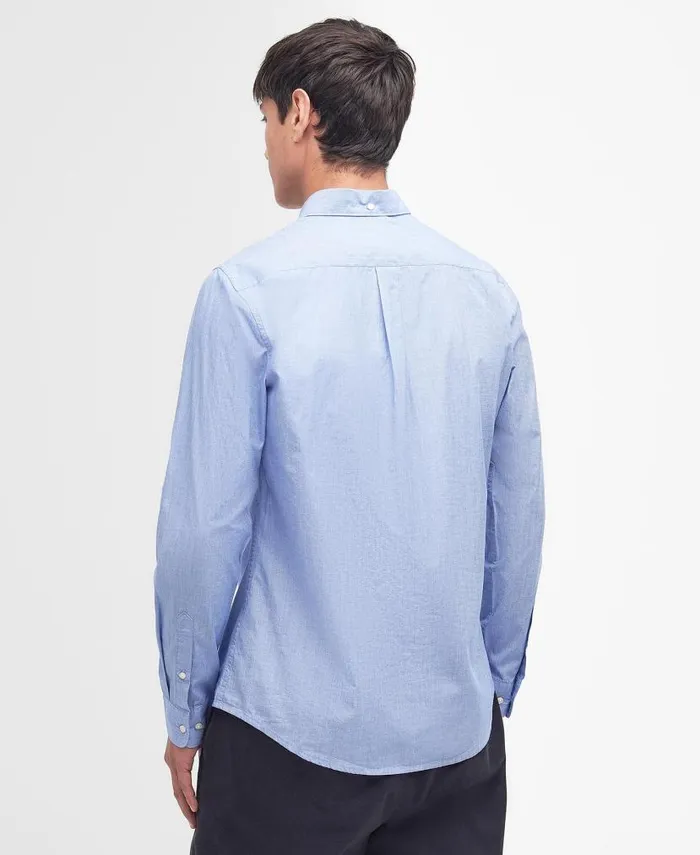 Crest Poplin Tailored LongSleeved Shirt Classic Navy Men Barbour Shirts