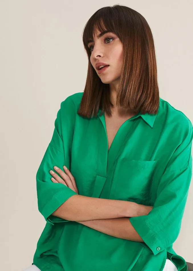 Cynthia Longline Shirt Green Women Phase Eight Shirts and Blouses