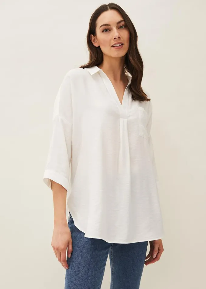 Cynthia Longline Shirt Ivory Women Phase Eight Shirts and Blouses