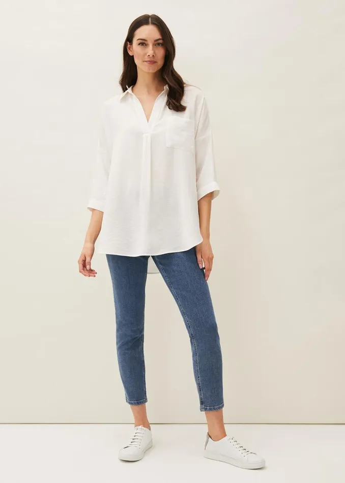 Cynthia Longline Shirt Ivory Women Phase Eight Shirts and Blouses