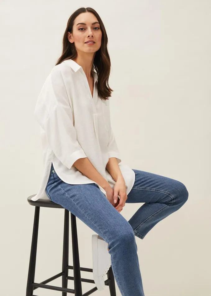 Cynthia Longline Shirt Ivory Women Phase Eight Shirts and Blouses