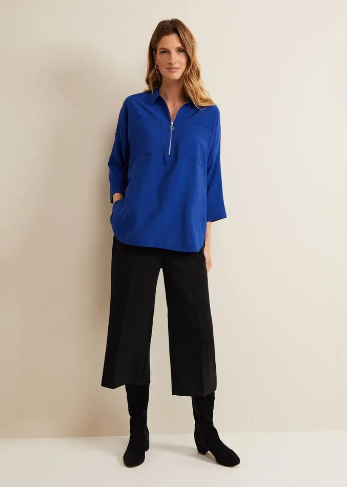 Cynthia Zip Shirt Cobalt Women Phase Eight Shirts and Blouses