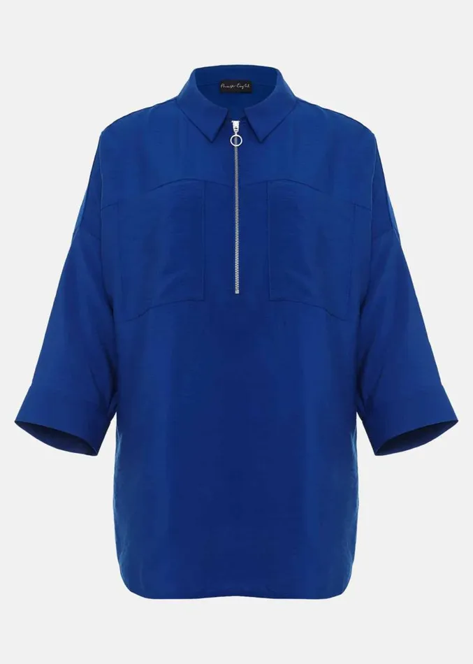 Cynthia Zip Shirt Cobalt Women Phase Eight Shirts and Blouses