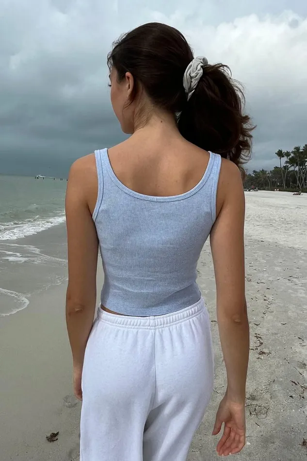 Dalis Cropped Tank Light Heather Blue Women Brandy Melville Tops