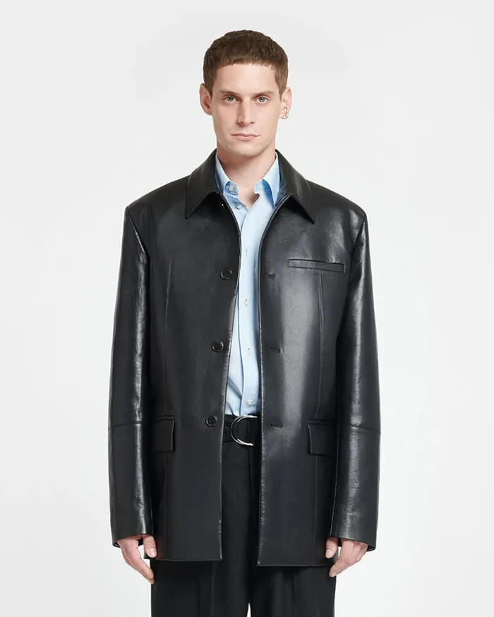 Danick Regenerated Leather Jacket Black Men Nanushka Outerwear and Jackets