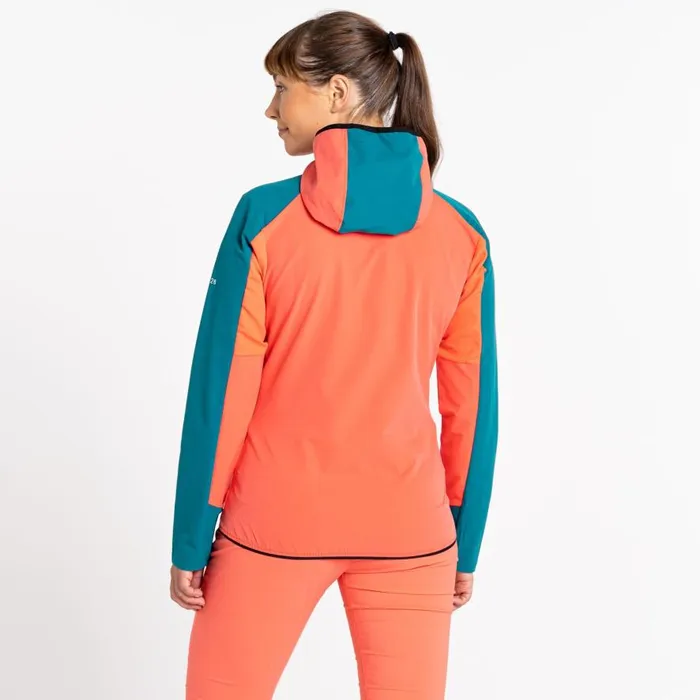 Dare 2b Avidly Hooded Softshell Jacket Fortune Green Neon Peach Women Softshell Jackets