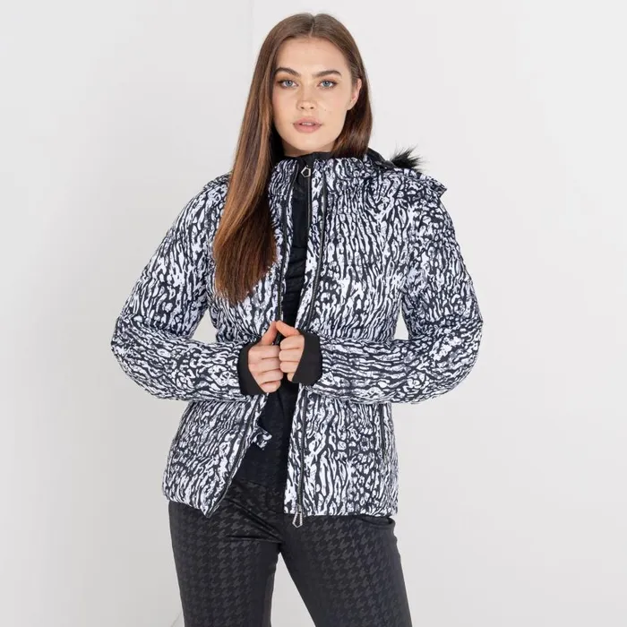 Dare 2b Glamorize II Waterproof Ski Jacket Black White Wild Thing Print Women Waterproof Jackets