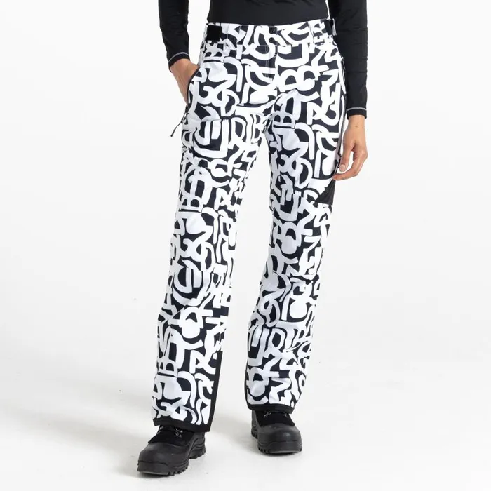 Dare 2b Ice Ski Pant Black and White Graffiti Print Women Ski Trousers and Salopettes