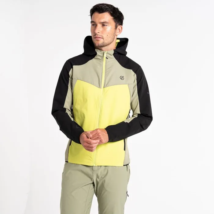 Dare 2b Latitudinal Hooded Softshell Jacket Black Green Algae Men Softshell Jackets